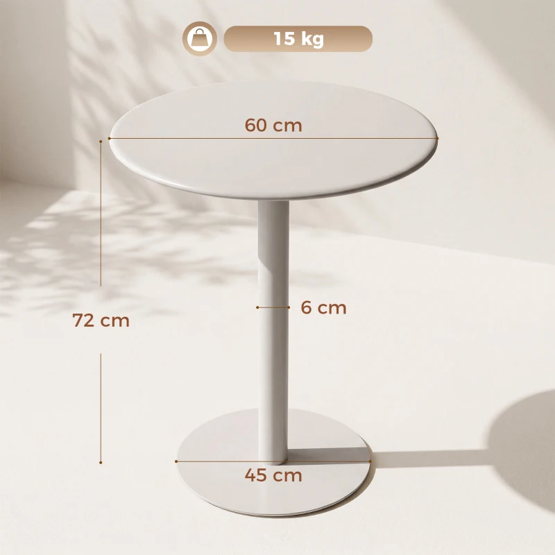 HOMCOM Tavolo rotondo salvaspazio da pranzo con struttura in acciaio per 2 persone, 60x60x72 cm, beige