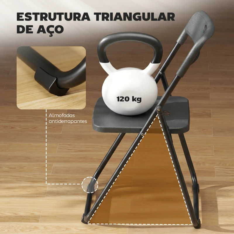 HOMCOM Conjunto de 6 Cadeiras Dobráveis com Encosto Curvo Assento Côncavo com Ventilação 48,5x47x75 cm Preto