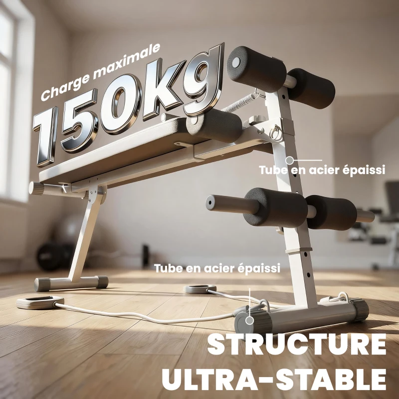 SPORTNOW Banc de Musculation Multifonction, Banc Plat Réglable avec Siège à 3 Niveaux, 141 x 52 x 54-71 cm, Bleu et Blanc