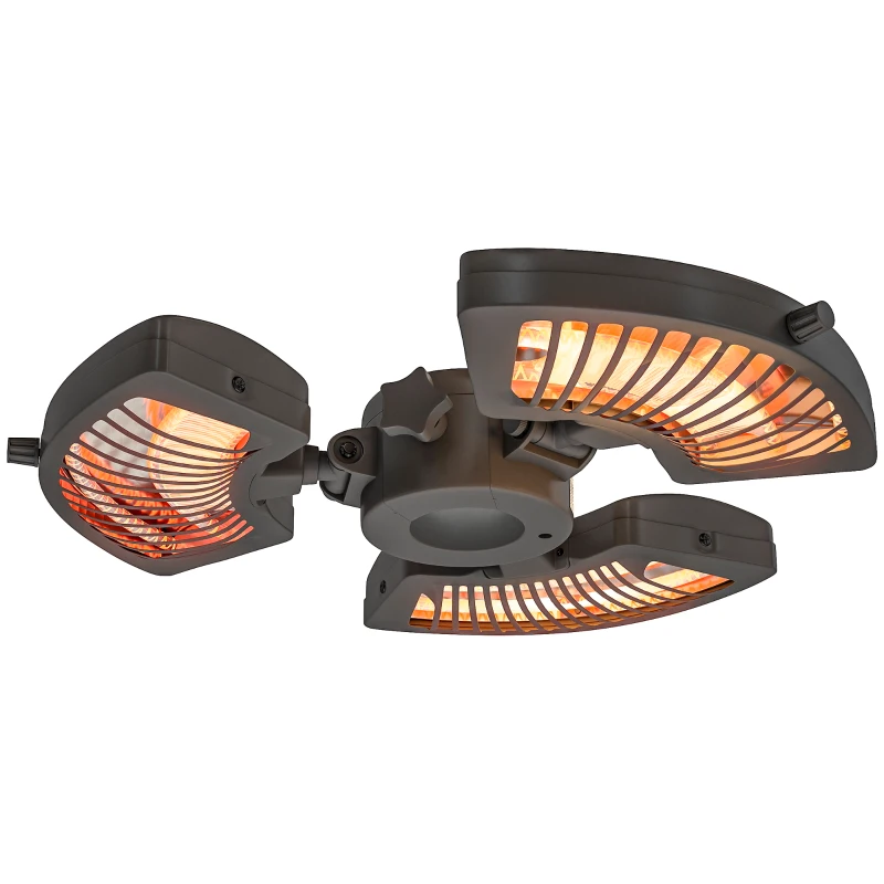 Outsunny Aquecedor por Infravermelhos para Chapéu de Sol 2400W Aquecedor Exterior Elétrico de Alumínio com 3 Níveis de Aquecimento Ø55x8 cm Preto