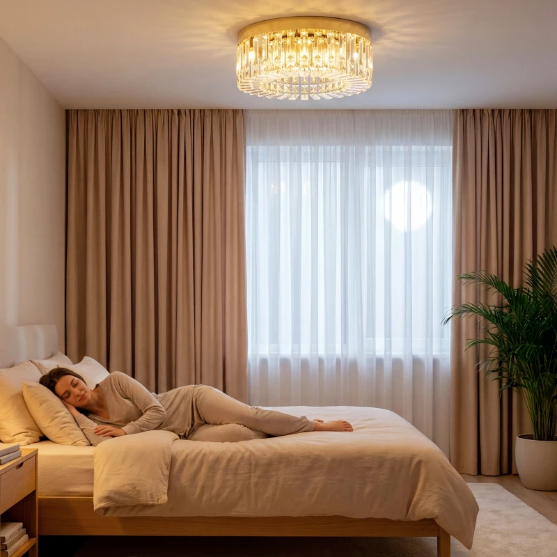 HOMCOM Crystal Chandeliers with 225 Crystal Pendants, 8-Light Ceiling Light for Living Room, Bedroom Dining Room, Gold Tone