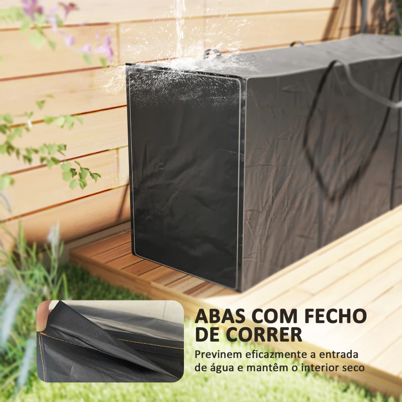 Outsunny Bolsa de Armazenamento para Almofadas de Jardim Impermeável Bolsa de Arrumação para Árvore de Natal 175x55x75 cm Preto