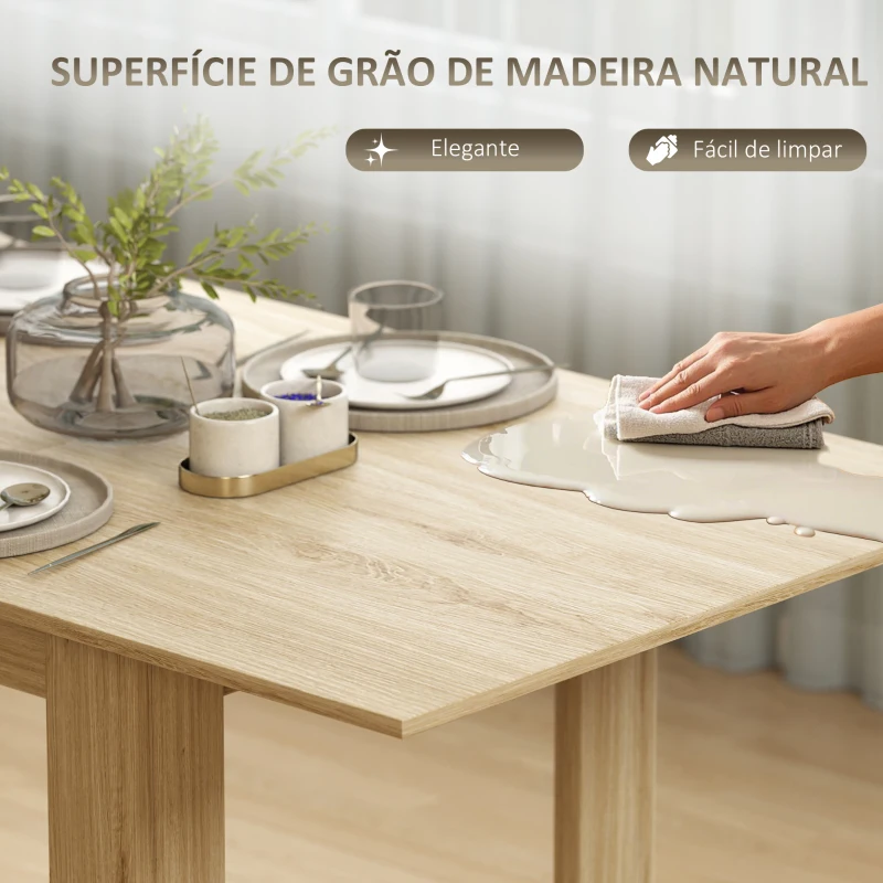 HOMCOM Mesa de Refeição Extensível Mesa de Cozinha Extensível Retangular para 6-8 Pessoas para Sala 140-180x90x75 cm Madeira