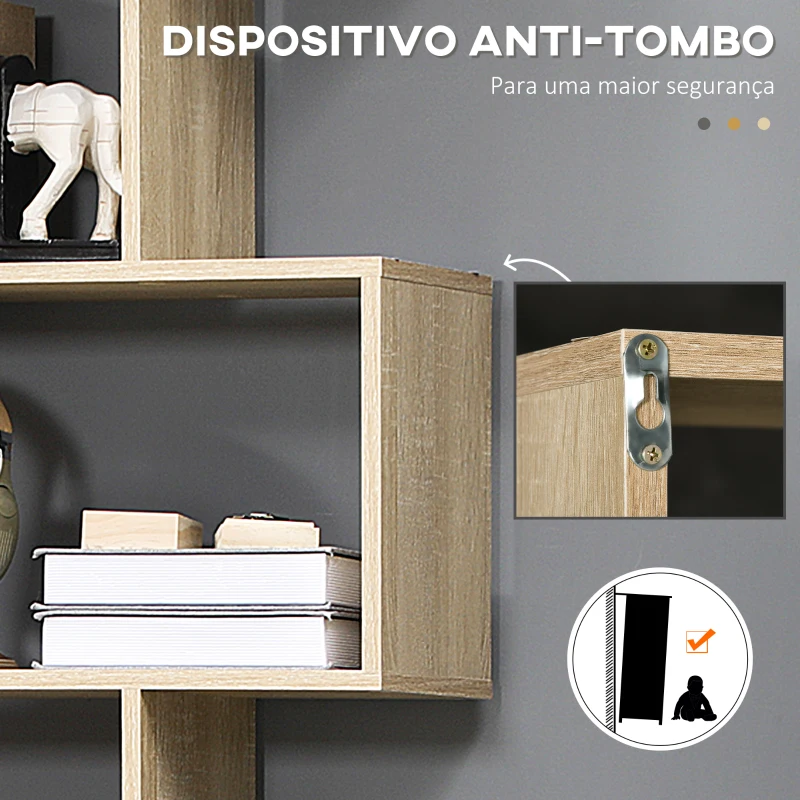 HOMCOM Estante para Livros Moderna Estante com 6 Prateleiras para Sala de Jantar Sala de Estar Estúdio 80x23x192 cm Madeira