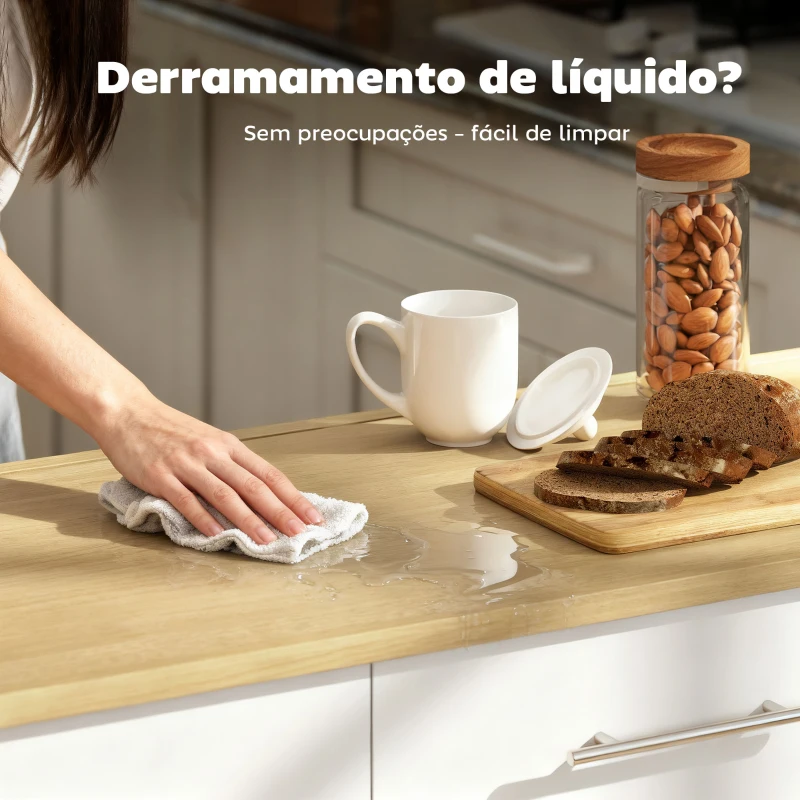 HOMCOM Ilha de Cozinha com Rodas Bancada Dobrável 2 Portas com Fecho Suave e Bandeja Extraível  129x65x91 cm Branco