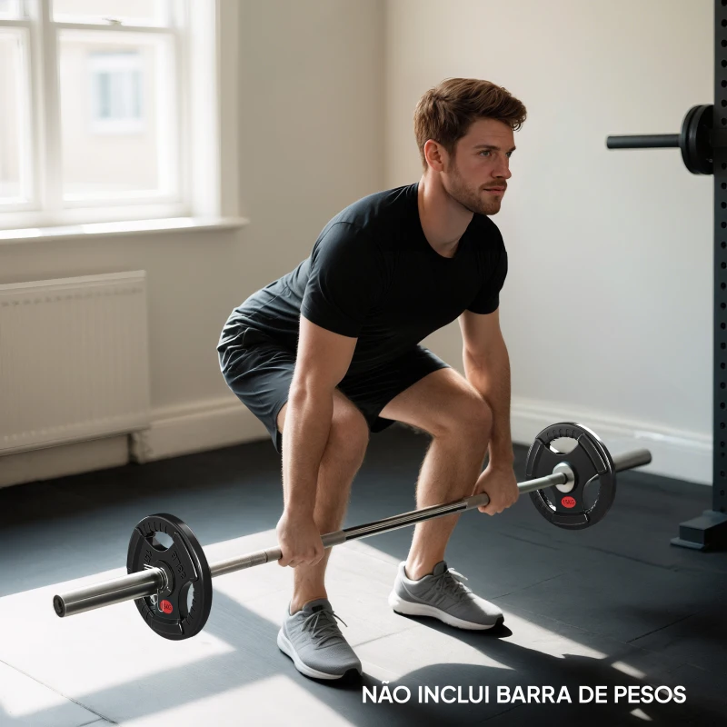 SPORTNOW Discos de Pesos com Orifício de Ø50 mm 2 Discos de 15 kg com Triplo Aperto para Halteres e Barras Ø34x5 cm Preto