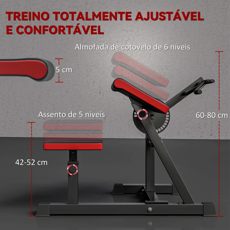 SPORTNOW Máquina de Bíceps e Tríceps 2 em 1 Banco de Curl de Pregador com Assento e Suporte de Cotovelo Ajustáveis 105x95x80 cm Preto