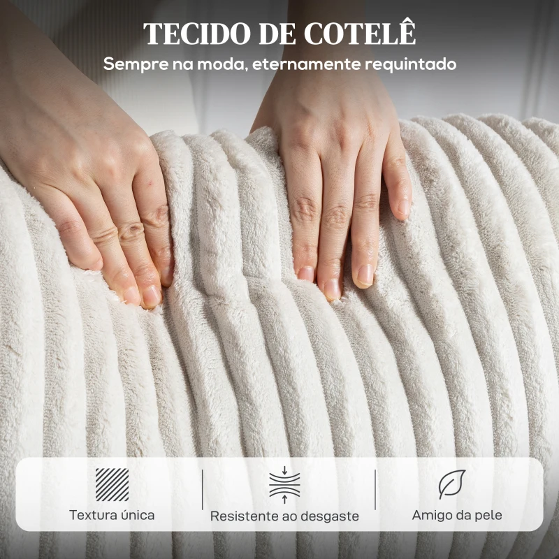 HOMCOM Poltrona Relax Reclinável Manual Estofada em Veludo com Apoio para Pés 73x86x100 cm Creme
