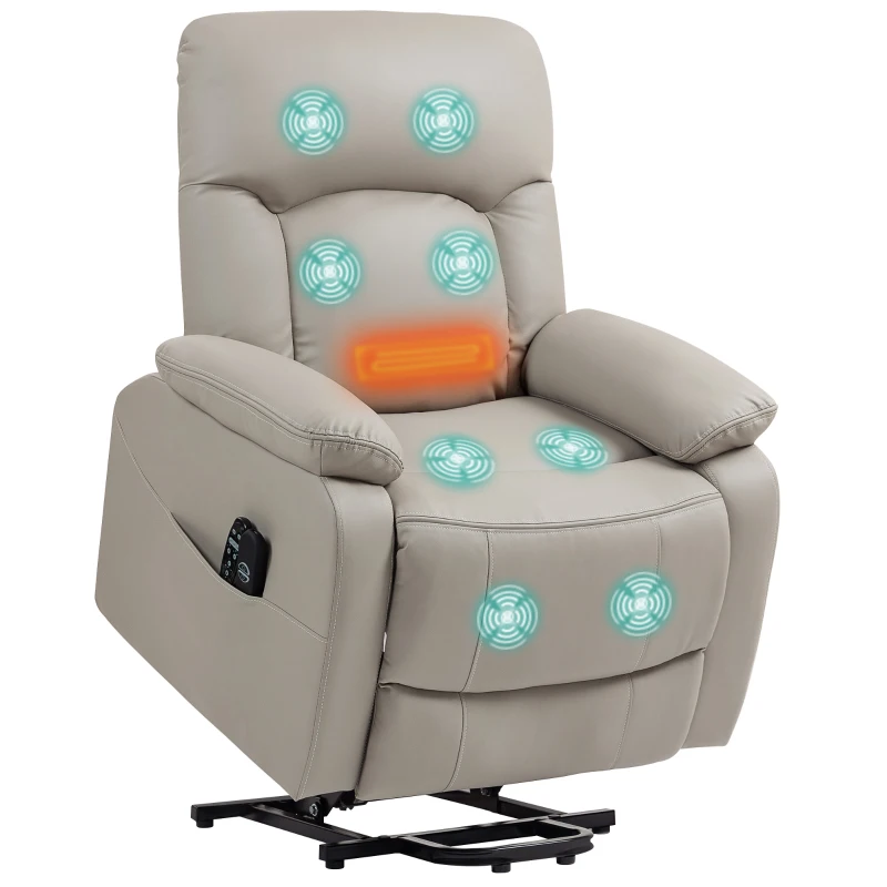 HOMCOM Fauteuil releveur électrique, fauteuil relax électrique avec fonction massage et chauffage, 89 x 94,5 x 103 cm, gris(m-11)