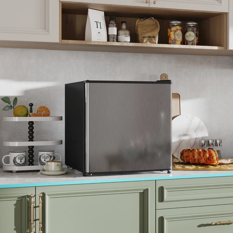 HOMCOM Réfrigérateur congélateur 46 L, petit réfrigérateur combiné avec portes réversibles, 48 x 44 x 49 cm, argenté(m-10)