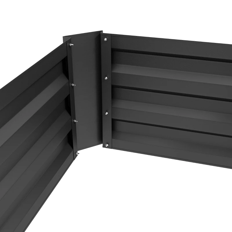 Outsunny Conjunto de 2 Caixas de Plantio de Aço Caixa de Plantio Quadrada para Cultivos de Plantas Flores Pátio Exterior 100x50x30 cm Preto