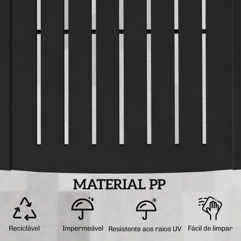 Outsunny Conjunto de 2 Espreguiçadeiras Reclináveis em Plástico PP com Bandeja Lateral e Encosto Ajustável 5 Níveis 192x57x28,5 cm Preto