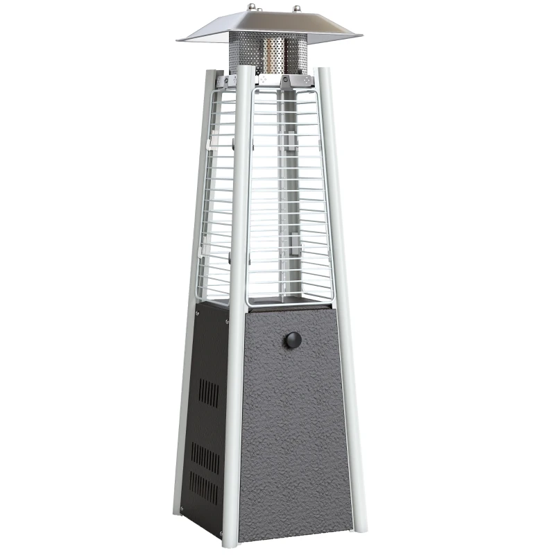 Outsunny Aquecedor a Gás Butano 3 KW Aquecedor de Exterior com Temperatura Ajustável Ignição por Pressão 23x23x89 cm Prata e Bronze