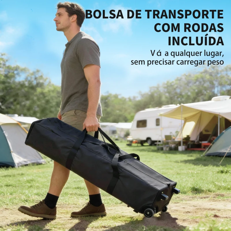 Outsunny Tenda Dobrável 6x3 m Pop-up Altura Ajustável 3 Níveis UPF50+ Fecho Central Sacos de Areia Bolsa com Rodas Prateado