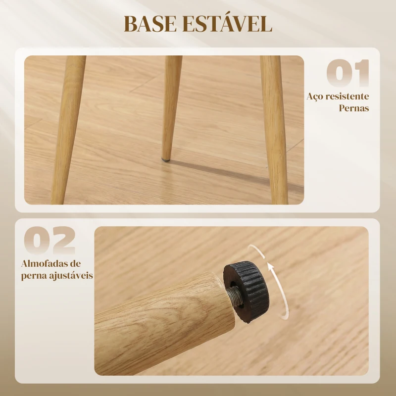 HOMCOM Conjunto de 2 Cadeiras de Cozinha com Encosto em PU Pernas de Aço e Assento Almofadado 47,5x57x84 cm Castanho e Bege