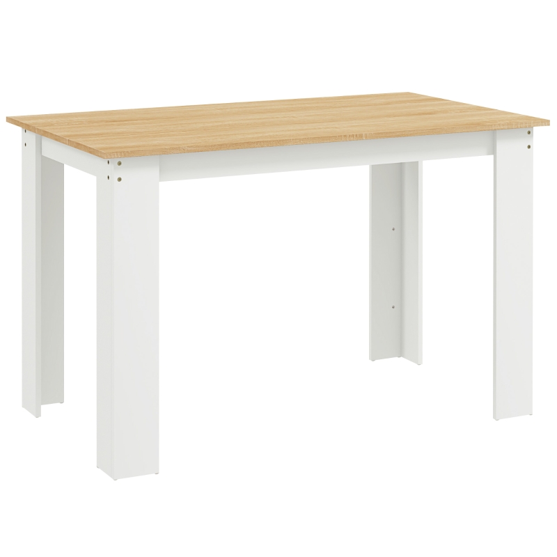 HOMCOM Dining Table for 4-6 People, Kitchen Table with Wood Effect for Dining Room, Oak and White