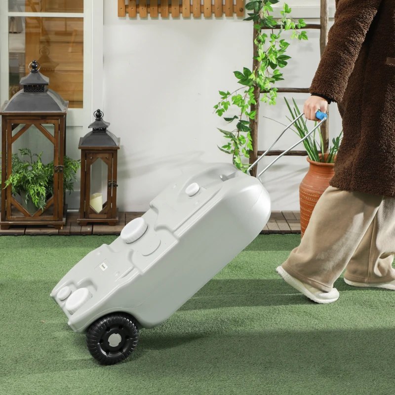 Outsunny Réservoir d'eau sur roues pour camping bidon d'eau portable 40 L avec poignées tuyau robinet 37 x 23 x 80 cm gris