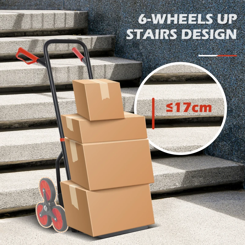 DURHAND Stair Climbing Hand Truck, Heavy Duty Foldable Trolley on Wheels, Multi-Purpose Sack, Steel Truck Moving Trolley, 120kg, Red