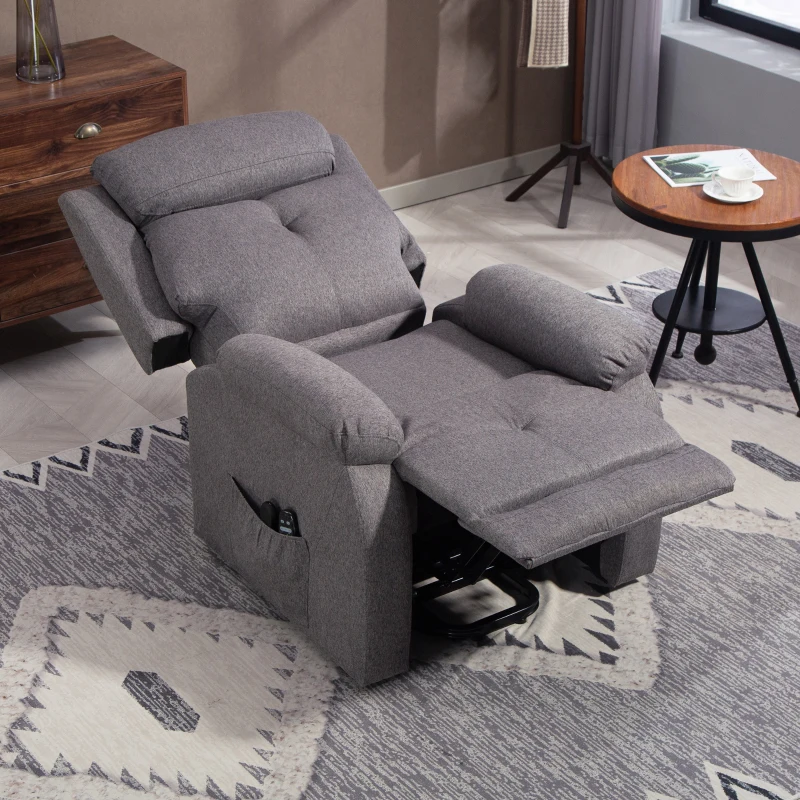HOMCOM Fauteuil releveur électrique massant et chauffé, fauteuil inclinable, ports USB, repose-pied, 86x94x105cm, gris