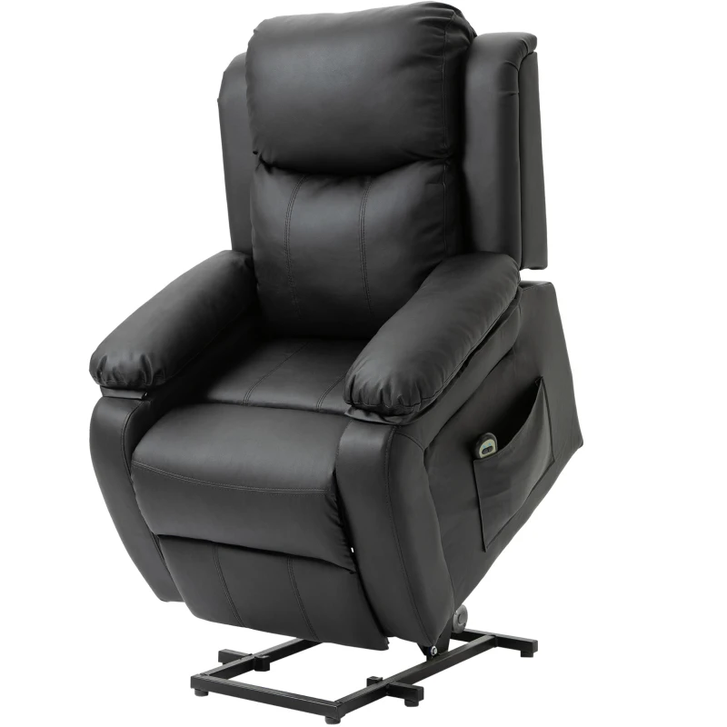 HOMCOM Fauteuil releveur électrique fauteuil relax électrique avec repose-pied télécommande et 2 pochettes 76x90x105cm noir
