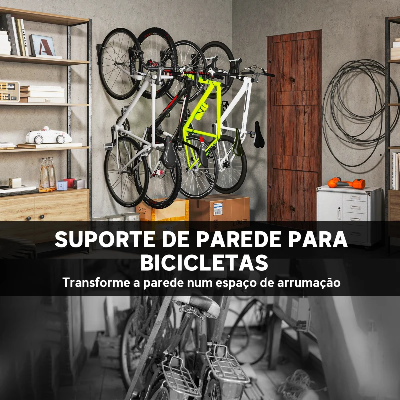 SPORTNOW Conjunto de Suportes de Parede para Bicicletas com 4 Peças Gancho Dobrável 25,5x10,5x4 cm Preto