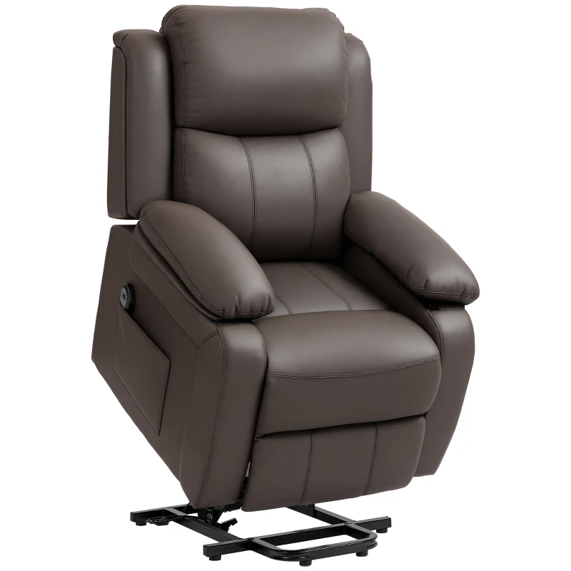 HOMCOM Poltrona Relax Levanta Pessoas com Controle Remoto Reclinação Elétrica de 160° Apoio para os Pés 76x90x105 cm Castanho Escuro
