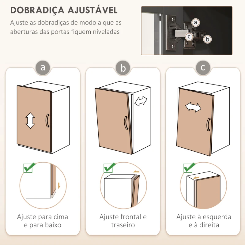HOMCOM Armário de Cozinha Alto com 5 Portas Prateleira Ajustável Gaveta Bancada Aberta para Micro-ondas Orifício para Cabo 100x40x180 cm Cinza