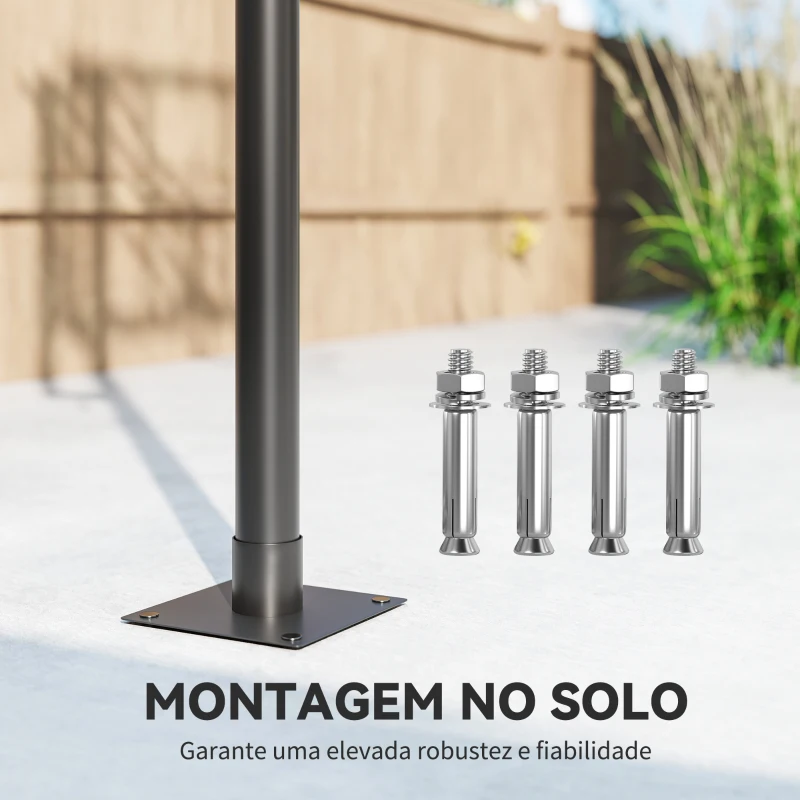 SPORTNOW Cesto de Basquetebol para Exterior no Chão, Altura Ajustável 230-375 cm com Suporte e Painel Inquebrável 120 cm, Aro Ø48 cm