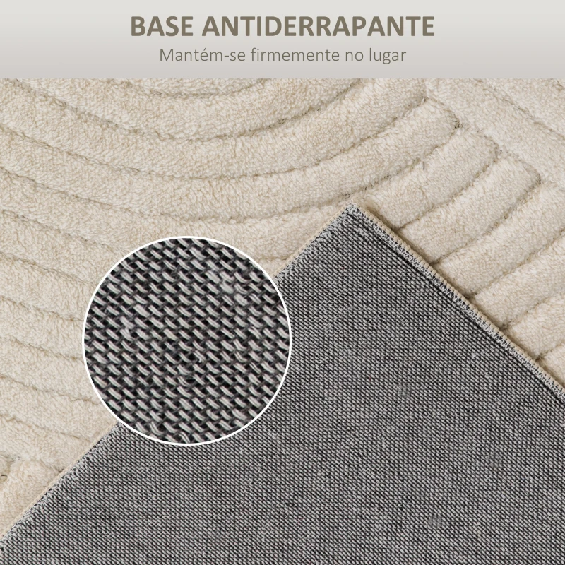 HOMCOM Tapete Sala de Estar 160x120 cm Tapete Pelo Curto Estilo Moderno Base Antiderrapante Tecida à Máquina Creme
