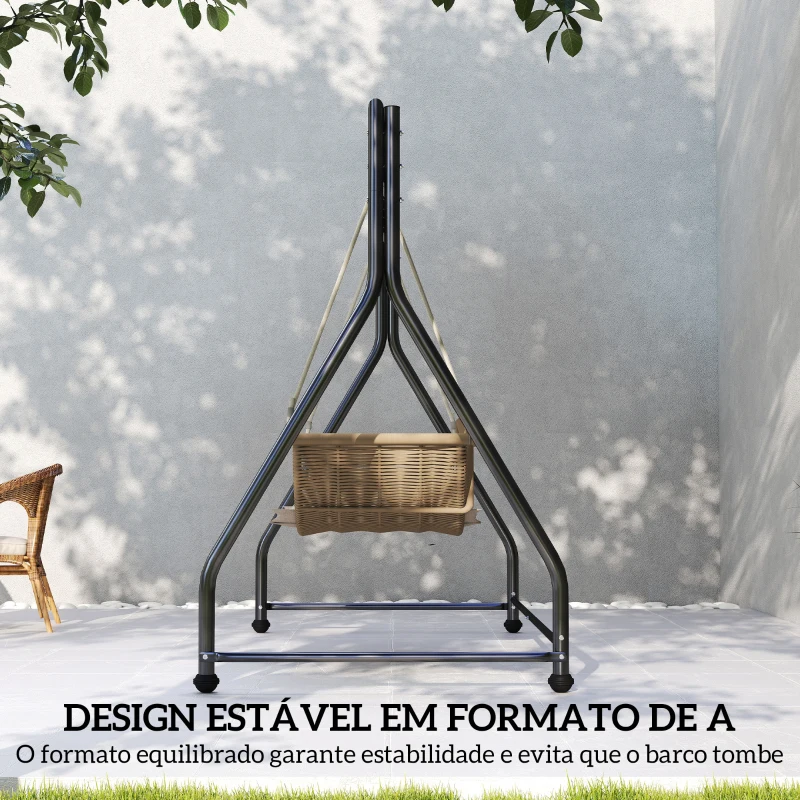 Outsunny Estrutura de Balanço em Aço para 2 ou 3 Assentos Capacidade de 360 kg 210x117x175 cm Preto
