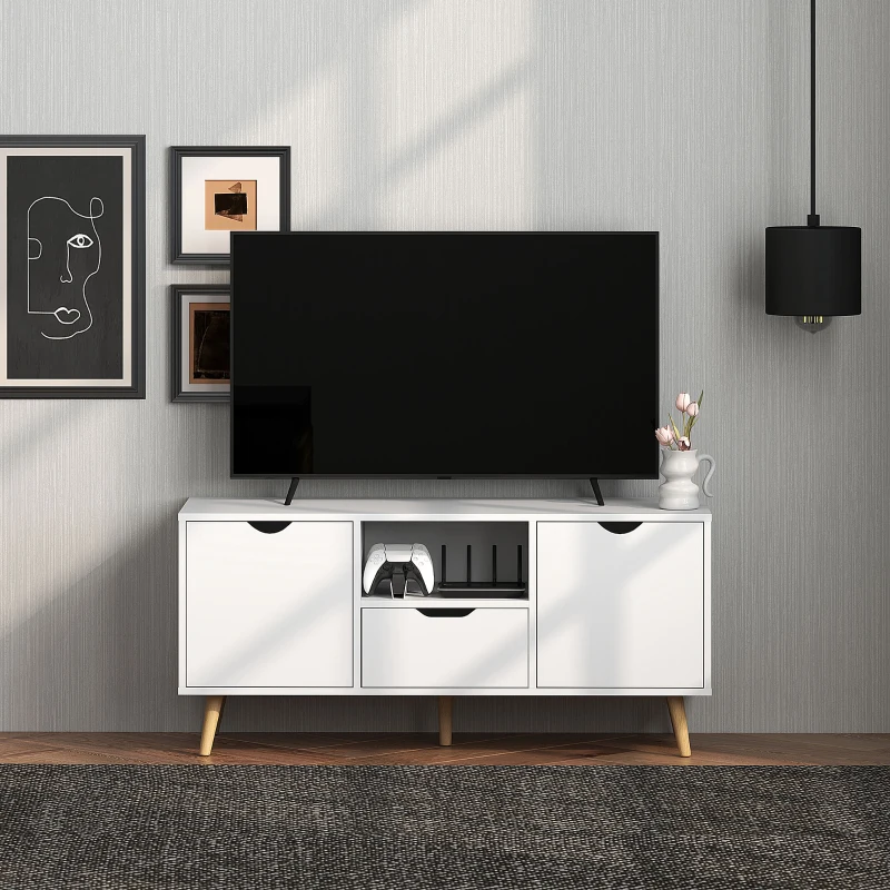 HOMCOM Móvel de TV com Gaveta para Televisores de até 50 Polegadas Aparador de Sala de Estar 110x40x50 cm Branco