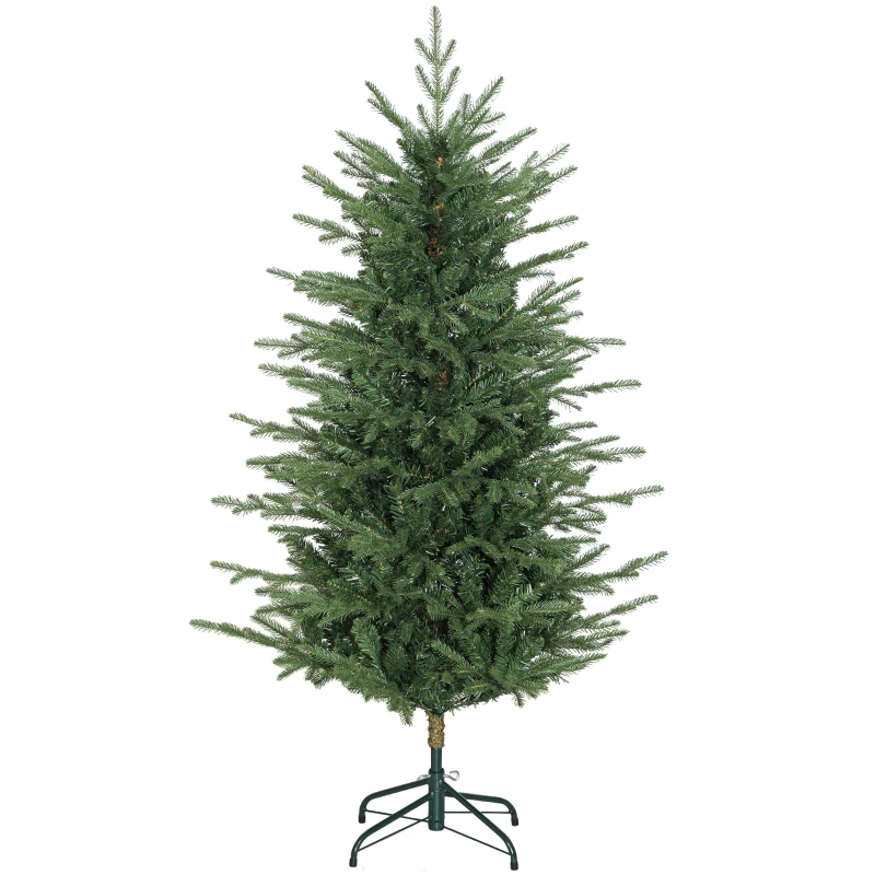 HOMCOM Árvore de Natal Artificial 150 cm com 1186 Ramos Densos Suporte Metálico Dobrável para Interior Verde