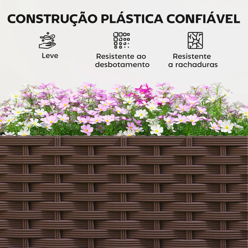 Outsunny Floreira com Treliça e Rodas com Drenagem para Cultivo de Legumes, Flores e Ervas 120x40x192 cm Castanho