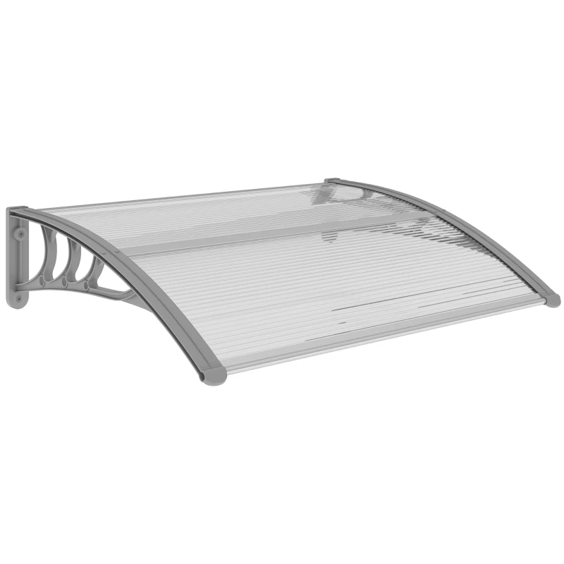 Outsunny Marquise para Portas e Janelas 100x75 cm Toldo de Proteção contra Sol e Chuva com Cobertura de Policarbonato e Barra de Alumínio Transparente