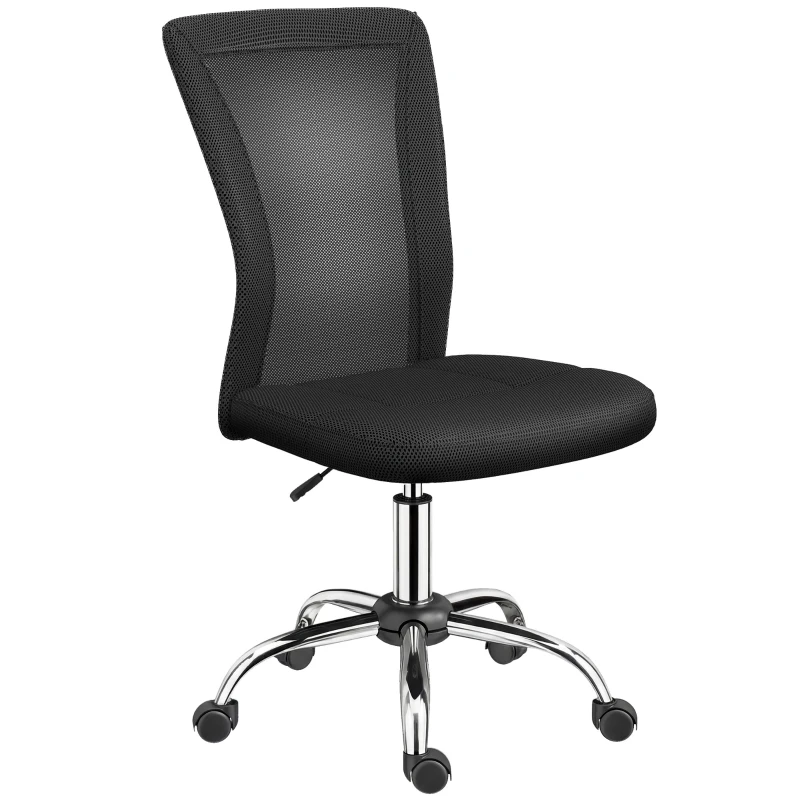 Vinsetto Chaise de bureau ergonomique fauteuil de bureau hauteur réglable piètement chromé pivotant 360° revêtement maille noir