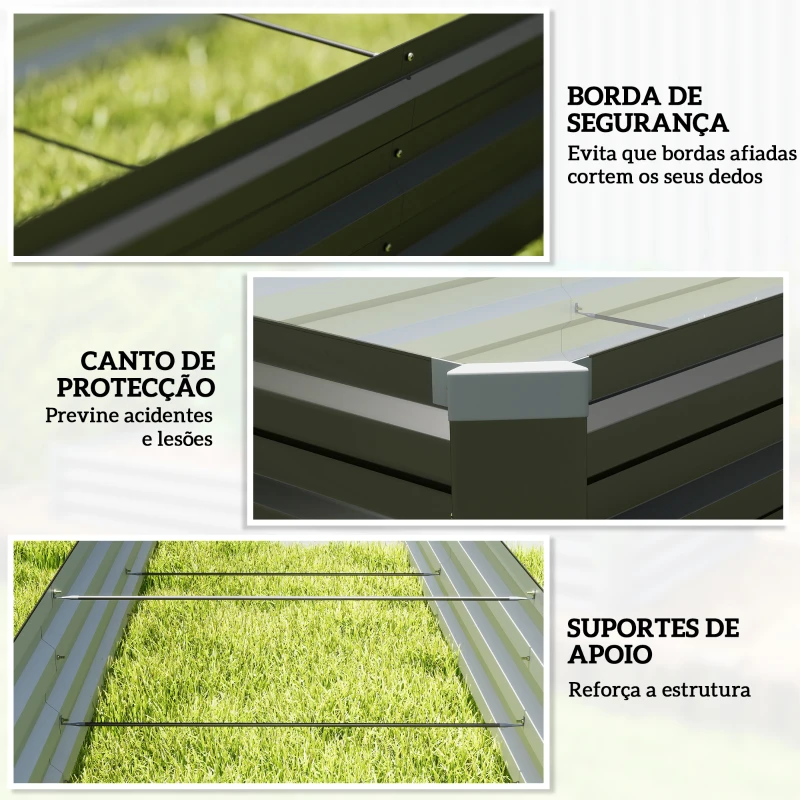 Outsunny Floreira Exterior Grande Retangular em Aço Galvanizadocom Base Aberta 240x60x30 cm Cinzento Escuro