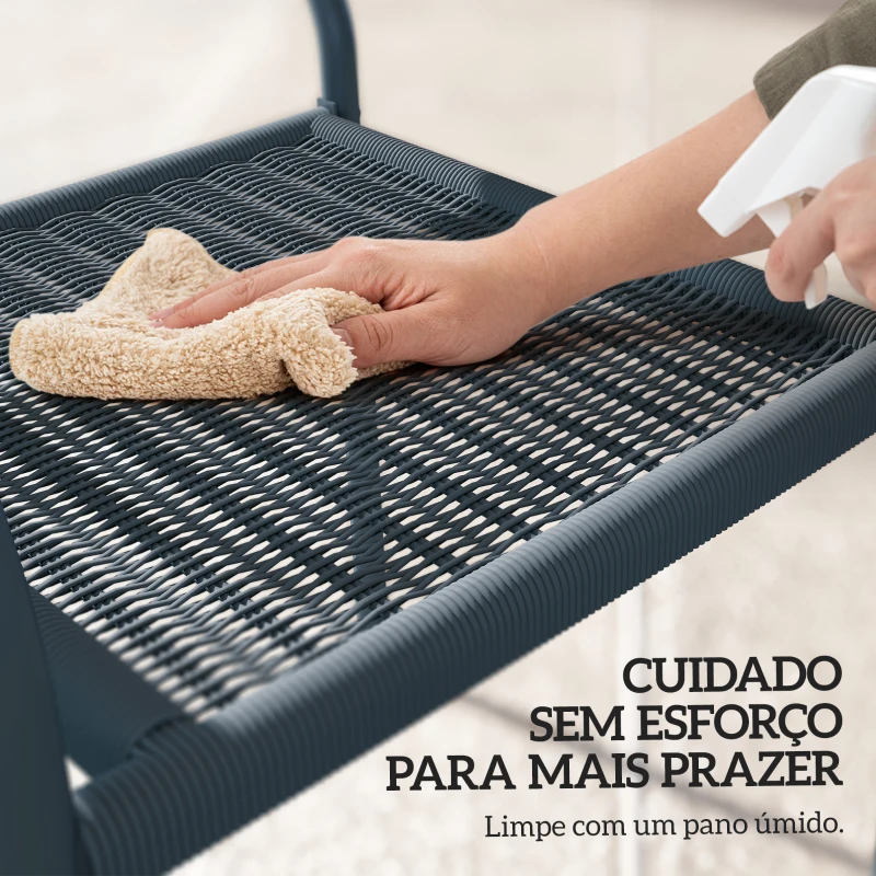 Outsunny Conjunto de 4 Cadeiras de Jardim Empilháveis com Apoios de Braços Encosto e Estrutura de Aço 55x60x83 cm Cinzento Escuro