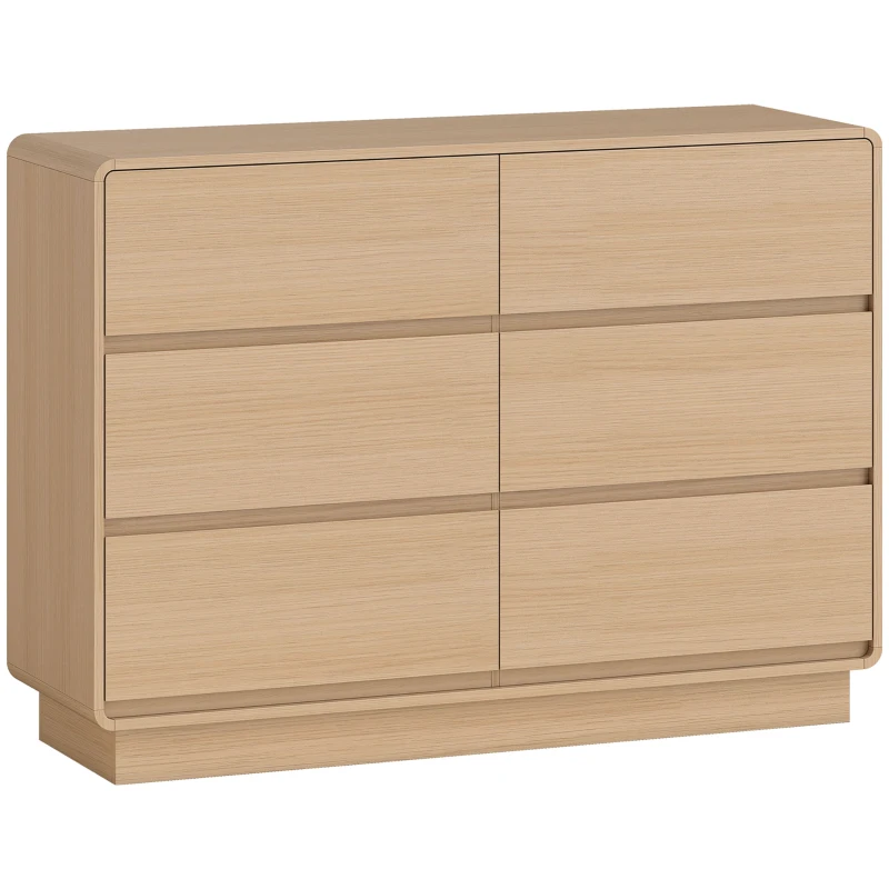 HOMCOM Cómoda com 6 Gavetas Bordos Arredondadas Cómoda para Sala Cozinha Entrada Escritório 120x38x86 cm Madeira