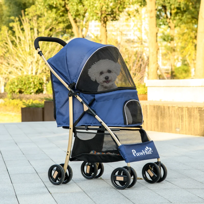 PawHut Poussette pour chien buggy pliable panier laisses de sécurité coussin inclus roues avec frein tissu 600D Oxford acier