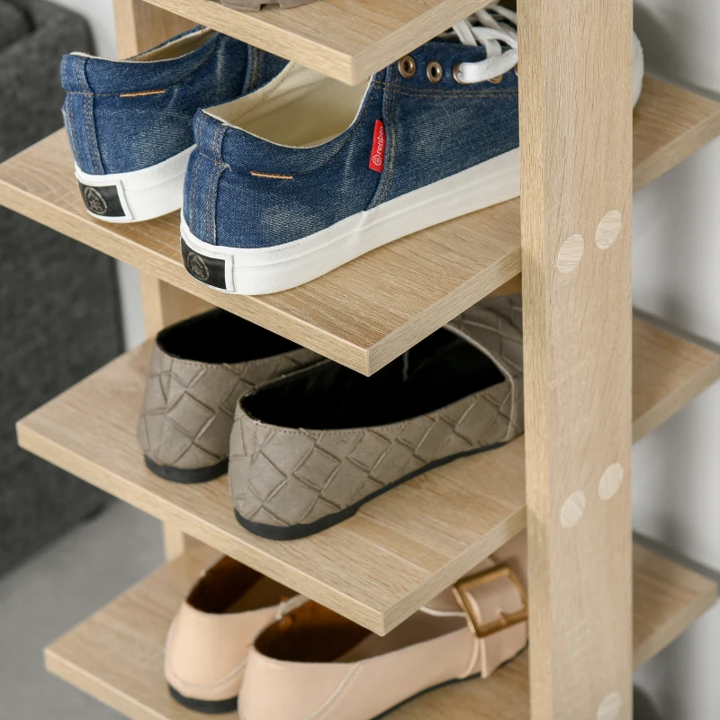 HOMCOM Sapateira Estreita de 7 Níveis Estante para Sapatos para 6 Pares de Sapatos 32x30x104 cm Madeira