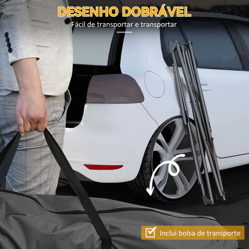 Outsunny Suporte para Cama Rede Dobrável 2 em 1 Suporte para Cadeira Suspensa com Estrutura Metálica e Bolsa de Transporte, Preto