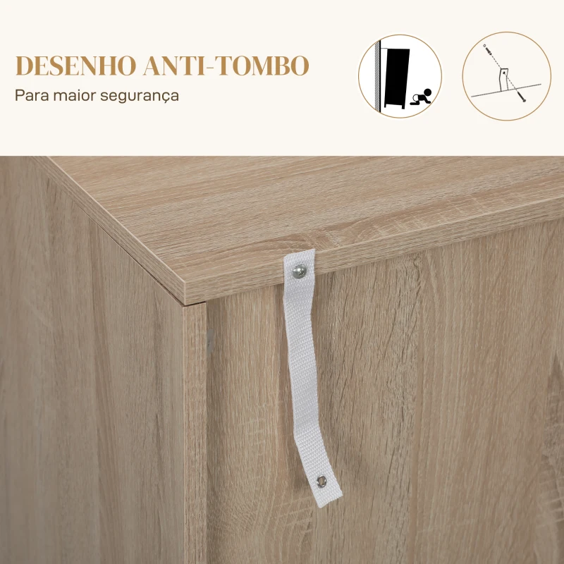 HOMCOM Aparador com Desenho Zig-Zag com Prateleiras Ajustáveis Pés de Aço para Cozinha Entrada Quarto 108x40x80 cm Madeira