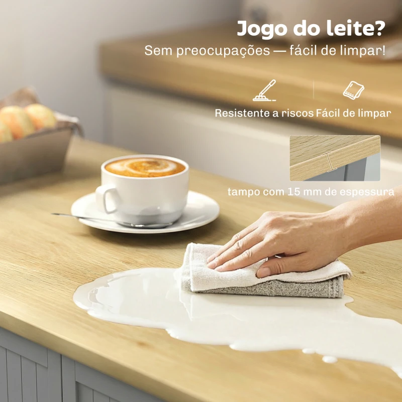 HOMCOM Aparador de Cozinha com 3 Prateleiras de Porta Gaveta e Prateleiras Ajustáveis para Sala de Jantar 105x40x83 cm Cinzento