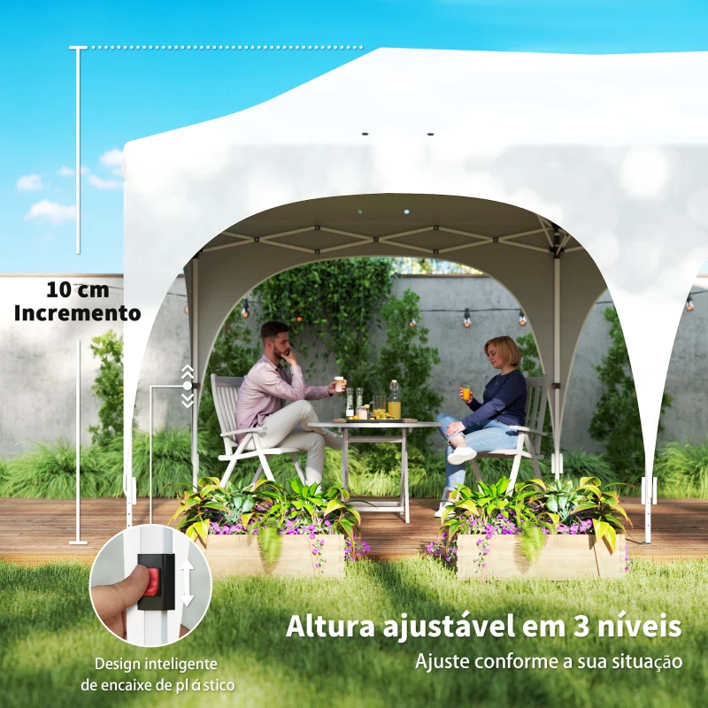 Outsunny Tenda Dobrável 6x3 m Pop-up com 4 Painéis Removíveis Altura Ajustável e Bolsa de Transporte Branco