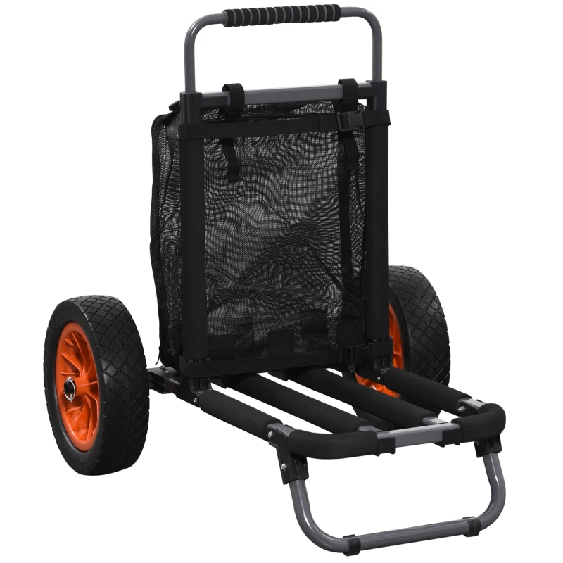 SPORTNOW Carrinho de Praia Dobrável Carrinho de Transporte com Grandes Rodas de 30 cm Todo-o-Terreno com Bolso e Punho Telescópico