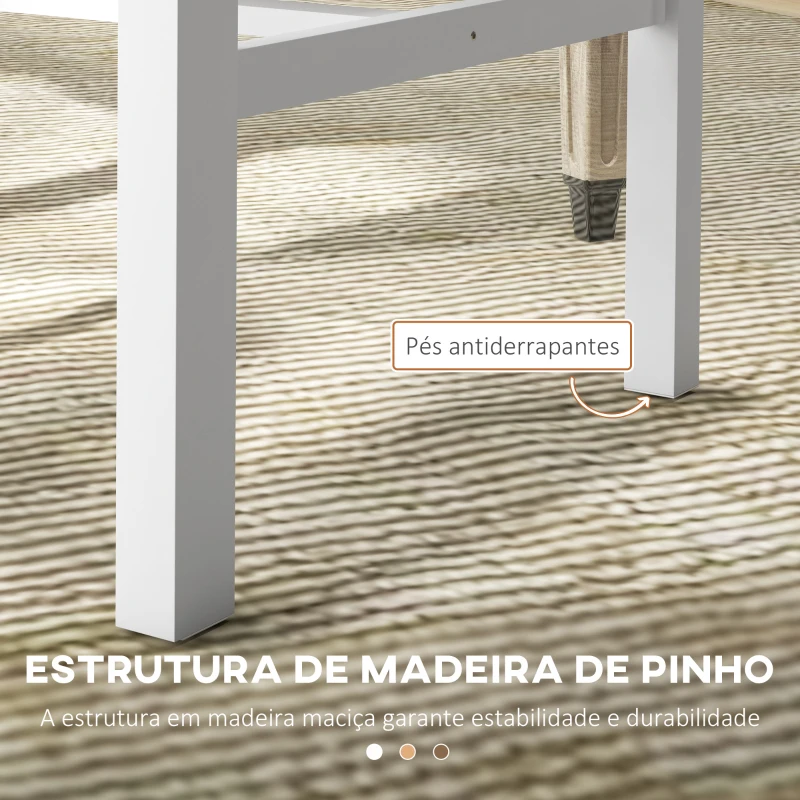 HOMCOM Conjunto de 2 Cadeiras de Sala de Jantar com Encosto de Ripas Estrutura de Madeira de Pinho 38,5x47,5x99 cm Branco