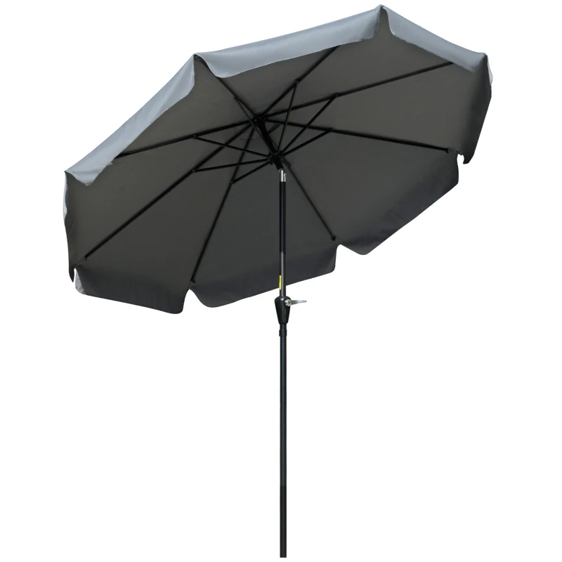 Outsunny Parasol de Jardín de Aluminio Ø266x250 cm con Ángulo Ajustable Protección UV50+ Techo de Ventilación y Manivela Gris