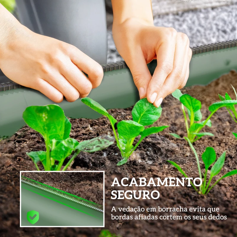 Outsunny Caixa de Plantio de Exterior Grande em Aço Galvanizado para Cultivo de Plantas 150x62x30 cm Verde