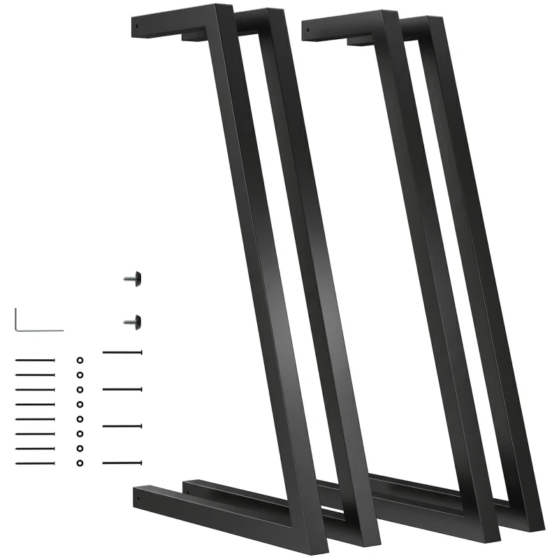 HOMCOM Set de 4 picioare pătrate industriale pentru masă pentru mobilă cu picioare reglabile 43x3x72 cm Negru