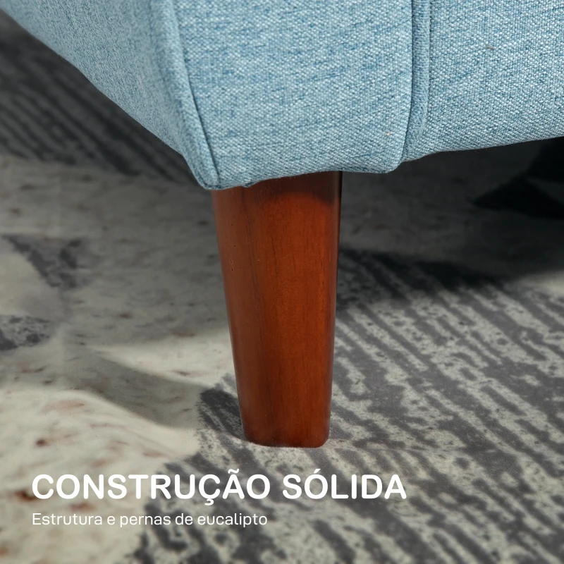 HOMCOM Sofá de 2 Lugares para Sala com Apoio de Braços Almofadas e Assento Acolchoado Capa de Almofada Lavável 140x78x83 cm Azul Claro